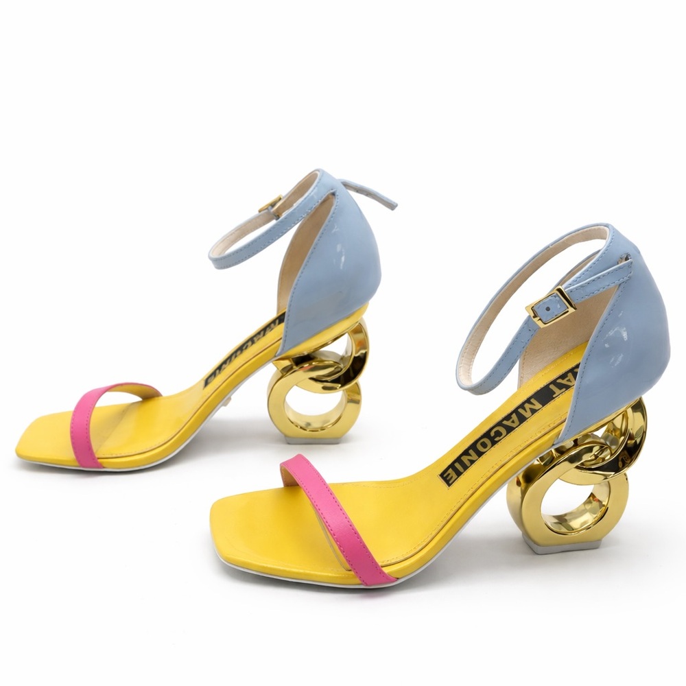 New Kat Maconie Colorblock Sculptural Statement Heel Sandals‎ Sz 39 US 8